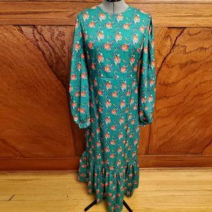 Green Red Cottage Core Floral Maxi Dress 2XL BNWT